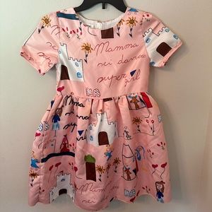 Kimocat 7/8 Satin Hopscotch French Doodle Dress - princess party ready!  NEW